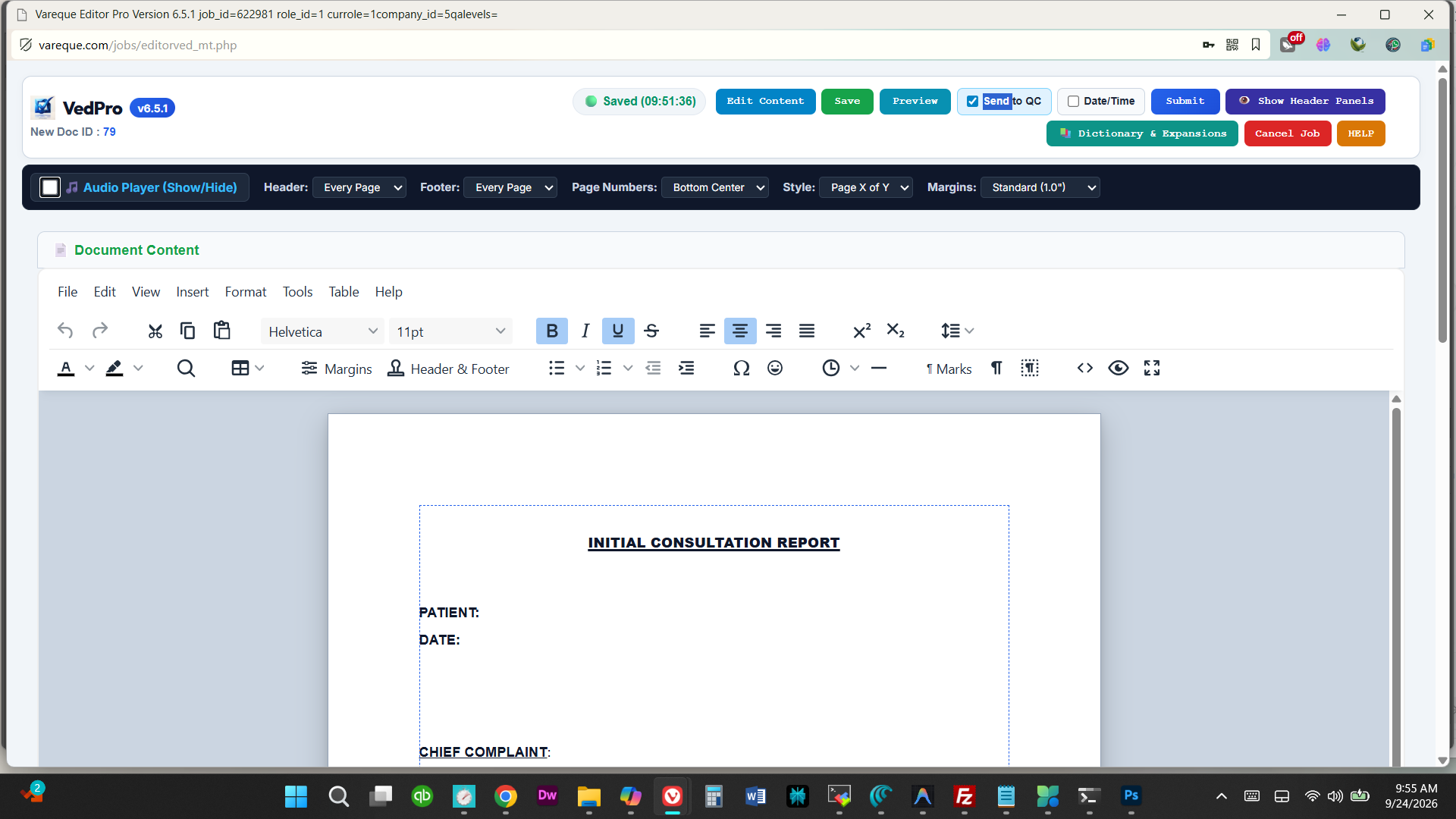 VEdPro editor with header panels hidden