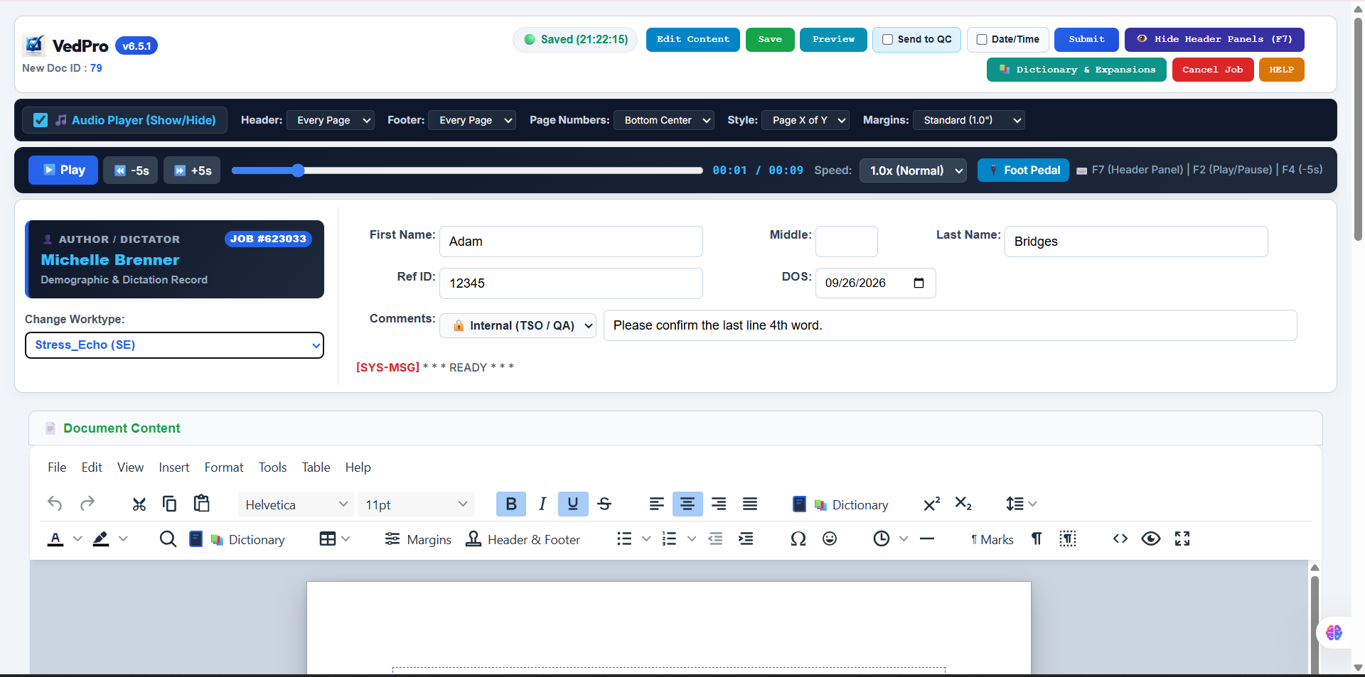 Vareque VedPro transcription editor
