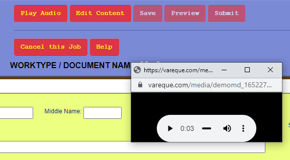 Play Audio popup player