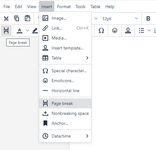 Insert Page Break button