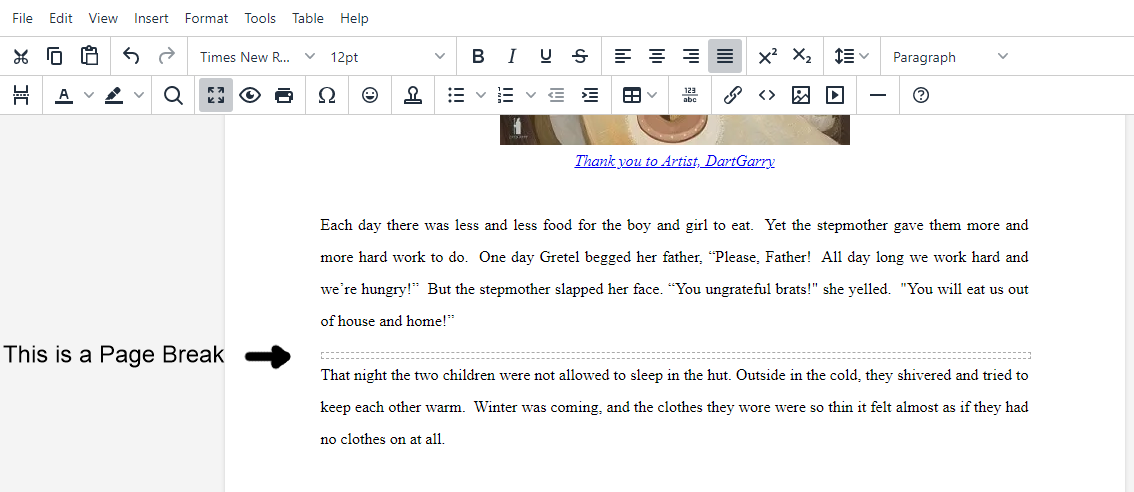 Page Break visual separator